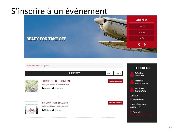 S’inscrire à un événement 22 S’inscrire à un événement 22