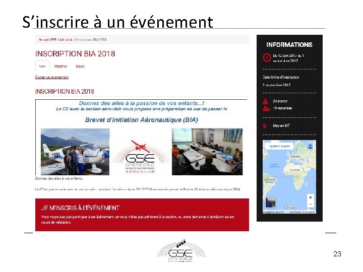 S’inscrire à un événement 23 S’inscrire à un événement 23