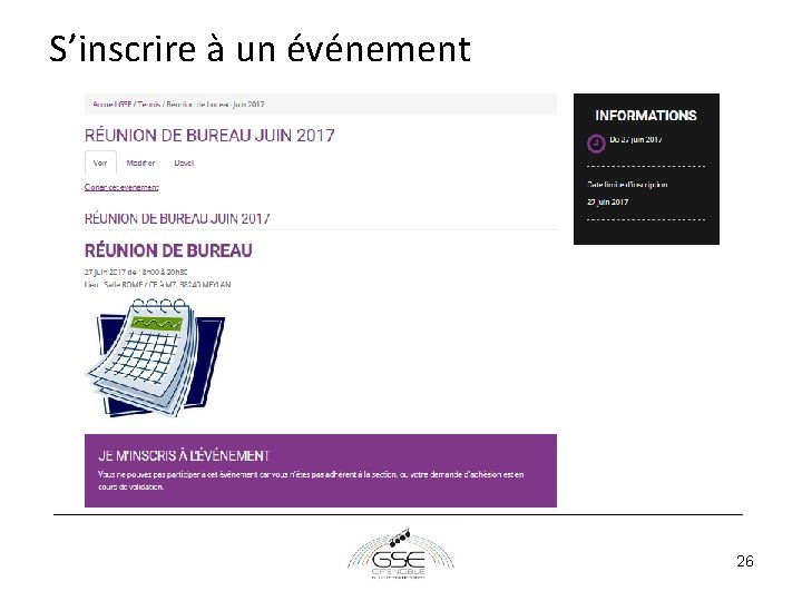 S’inscrire à un événement 26 S’inscrire à un événement 26