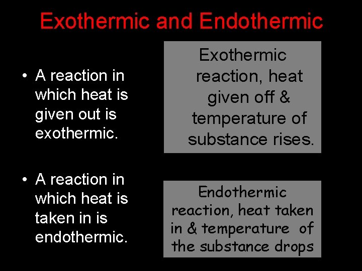 Exothermic and Endothermic Reactions Exothermic • A reaction in which heat is given out
