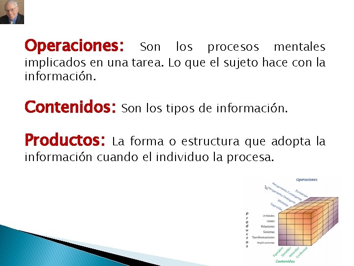 Operaciones: Son los procesos mentales implicados en una tarea. Lo que el sujeto hace