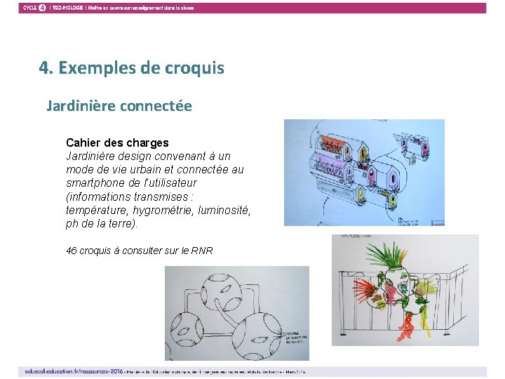 8 4. Exemples de croquis Jardinière connectée Cahier des charges Jardinière design convenant à