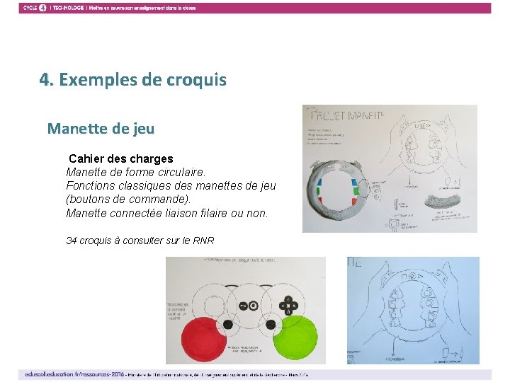 9 4. Exemples de croquis Manette de jeu Cahier des charges Manette de forme