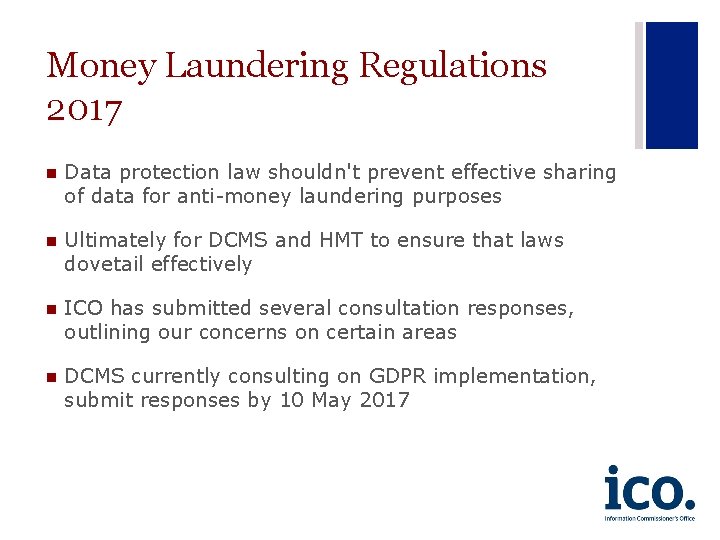 Money Laundering Regulations 2017 n Data protection law shouldn't prevent effective sharing of data