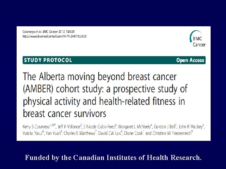 Funded by the Canadian Institutes of Health Research. 