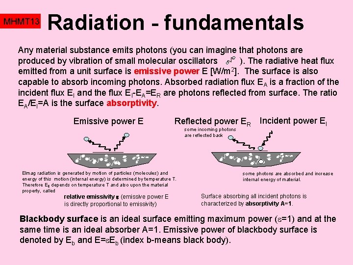 MHMT 13 Radiation - fundamentals Any material substance emits photons (you can imagine that