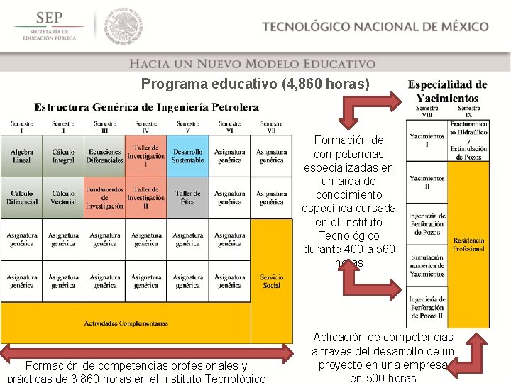 Programa educativo (4, 860 horas) Formación de competencias especializadas en un área de conocimiento