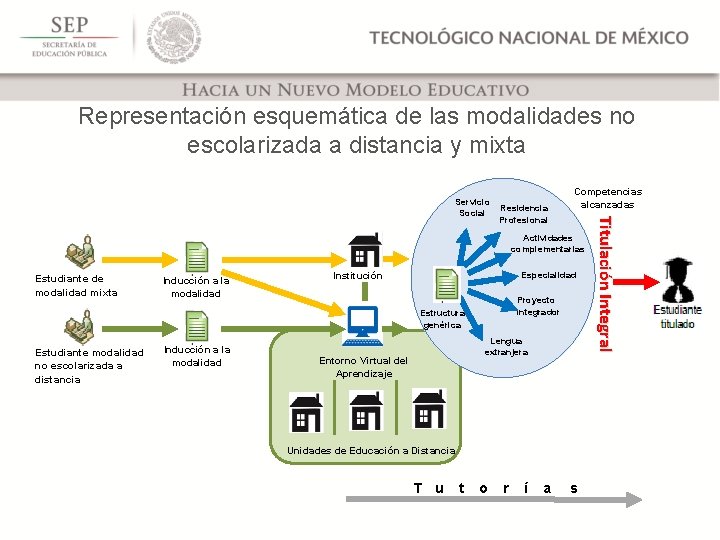 Representación esquemática de las modalidades no escolarizada a distancia y mixta Competencias alcanzadas Actividades