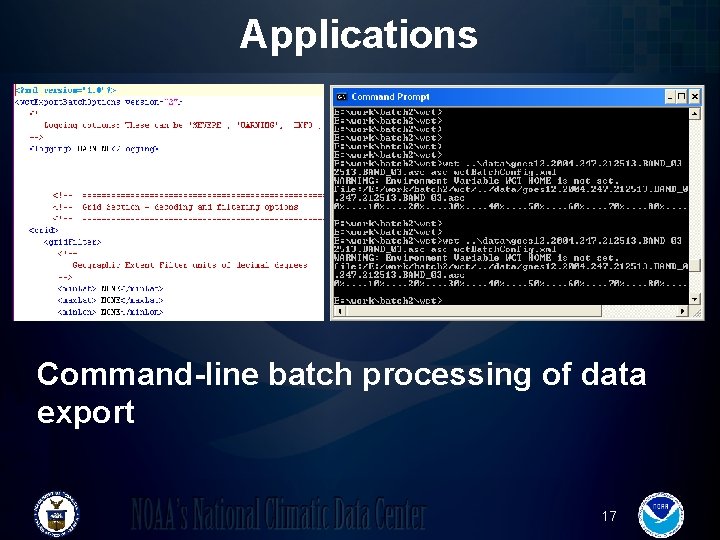 Applications Command-line batch processing of data export 17 