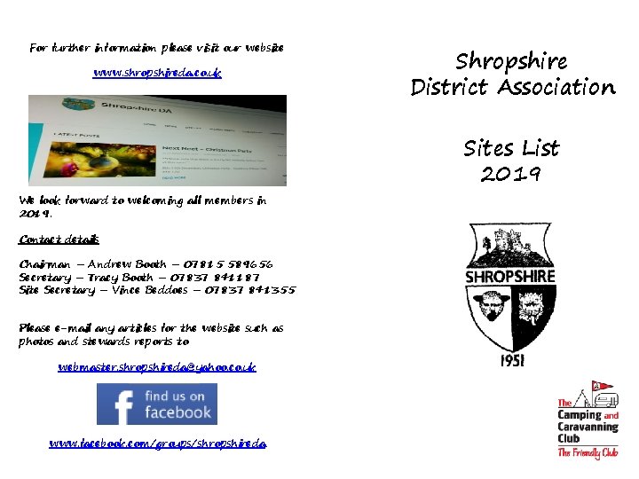 For further information please visit our website www. shropshireda. co. uk We look forward