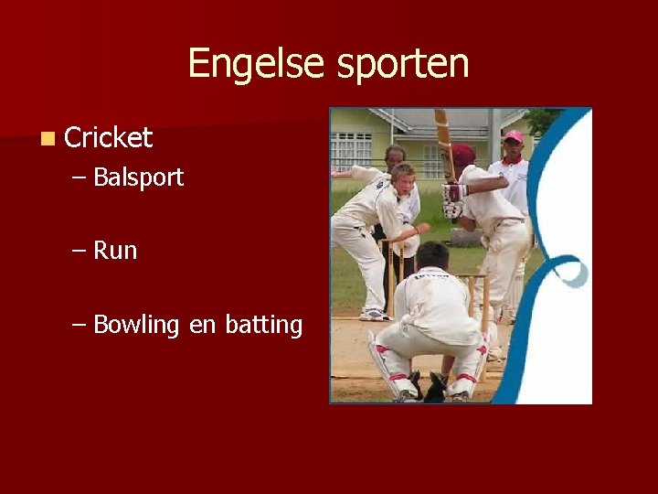 Engelse sporten n Cricket – Balsport – Run – Bowling en batting 