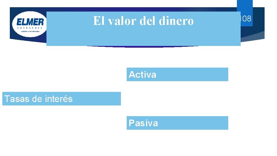 El valor del dinero Economía Turística Activa Tasas de interés Pasiva 108 El valor del dinero Economía Turística Activa Tasas de interés Pasiva 108