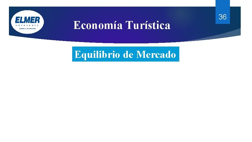 Economía Turística Equilibrio de Mercado 36 Economía Turística Equilibrio de Mercado 36