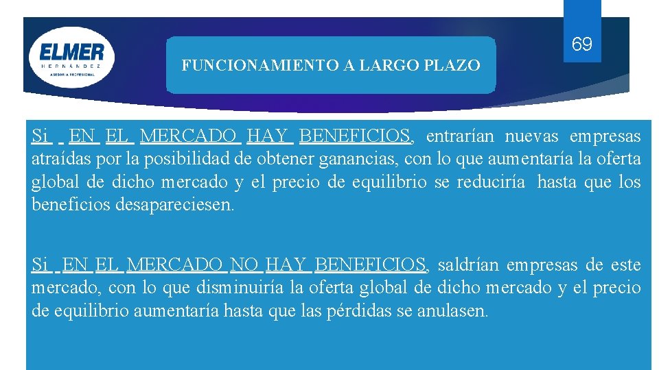 Economía Turística 69 FUNCIONAMIENTO A LARGO PLAZO Si EN EL MERCADO HAY BENEFICIOS, entrarían Economía Turística 69 FUNCIONAMIENTO A LARGO PLAZO Si EN EL MERCADO HAY BENEFICIOS, entrarían