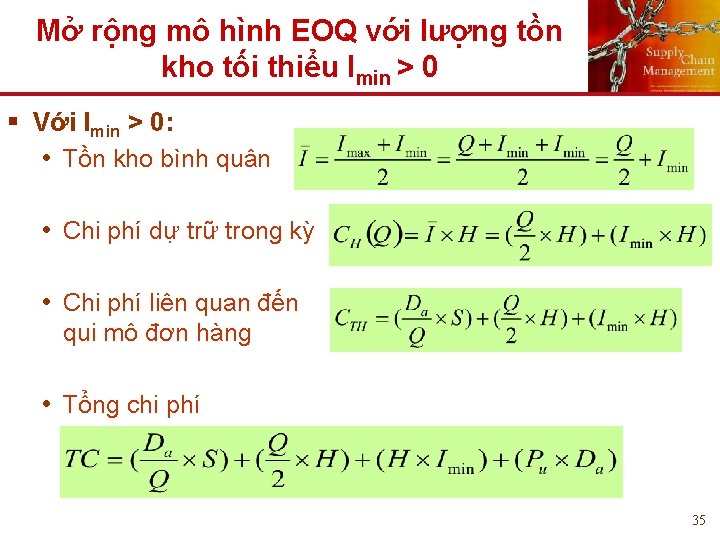 Mở rộng mô hình EOQ với lượng tồn kho tối thiểu Imin > 0