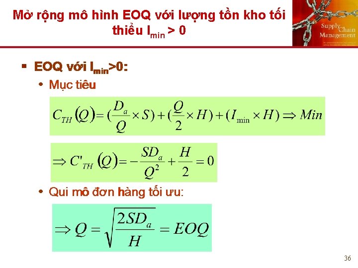 Mở rộng mô hình EOQ với lượng tồn kho tối thiểu Imin > 0