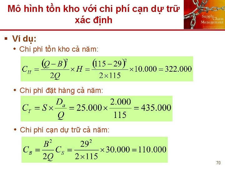 Mô hình tồn kho với chi phí cạn dự trữ xác định § Ví