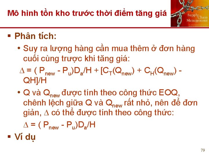 Mô hình tồn kho trước thời điểm tăng giá § Phân tích: • Suy