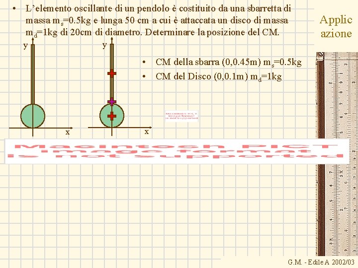  • L’elemento oscillante di un pendolo è costituito da una sbarretta di massa