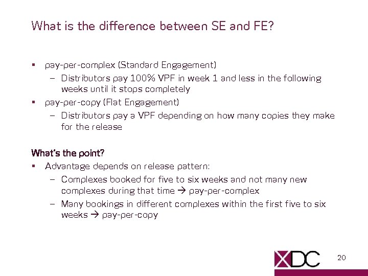 What is the difference between SE and FE? § § pay-per-complex (Standard Engagement) –