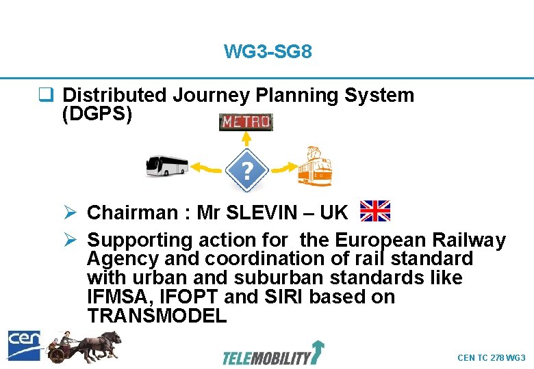 WG 3 -SG 8 q Distributed Journey Planning System (DGPS) Ø Chairman : Mr WG 3 -SG 8 q Distributed Journey Planning System (DGPS) Ø Chairman : Mr