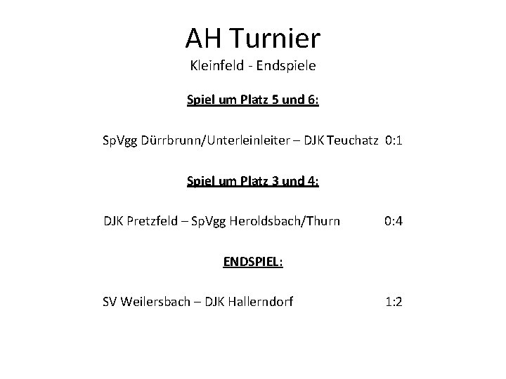 AH Turnier Kleinfeld - Endspiele Spiel um Platz 5 und 6: Sp. Vgg Dürrbrunn/Unterleinleiter