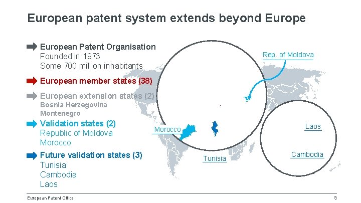 European patent system extends beyond European Patent Organisation Founded in 1973 Some 700 million