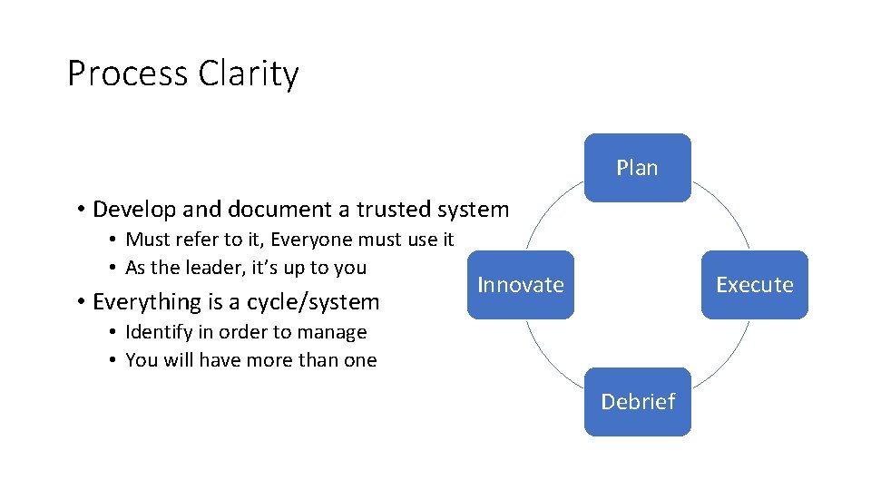 Process Clarity Plan • Develop and document a trusted system • Must refer to