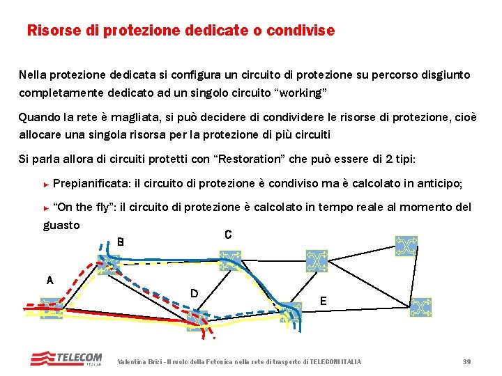 Risorse di protezione dedicate o condivise Nella protezione dedicata si configura un circuito di Risorse di protezione dedicate o condivise Nella protezione dedicata si configura un circuito di