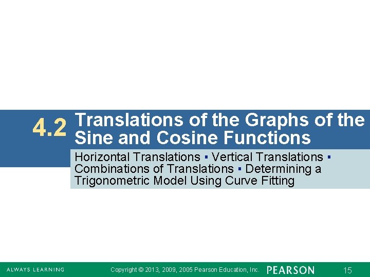 4. 2 Translations of the Graphs of the Sine and Cosine Functions Horizontal Translations