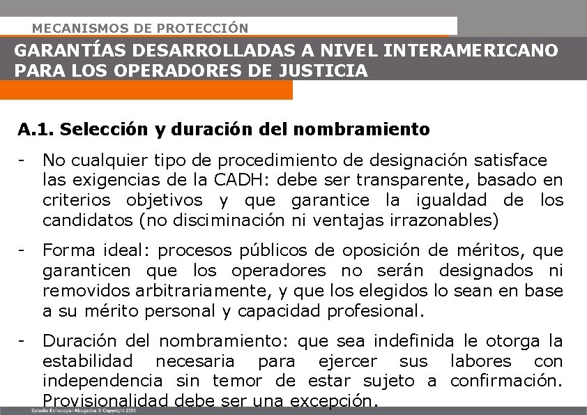 MECANISMOS DE PROTECCIÓN GARANTÍAS DESARROLLADAS A NIVEL INTERAMERICANO PARA LOS OPERADORES DE JUSTICIA A.