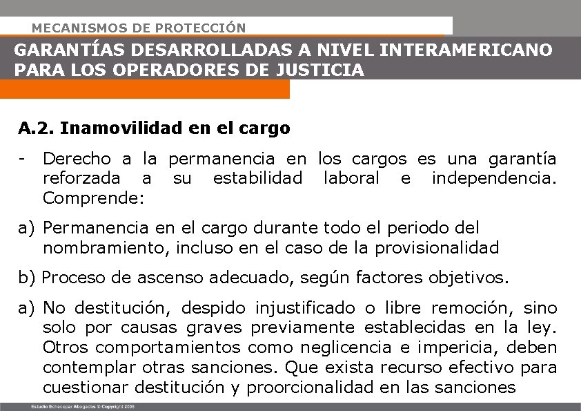 MECANISMOS DE PROTECCIÓN GARANTÍAS DESARROLLADAS A NIVEL INTERAMERICANO PARA LOS OPERADORES DE JUSTICIA A.