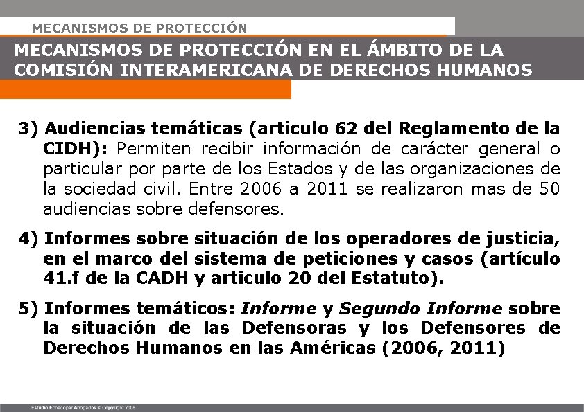 MECANISMOS DE PROTECCIÓN EN EL ÁMBITO DE LA COMISIÓN INTERAMERICANA DE DERECHOS HUMANOS 3)