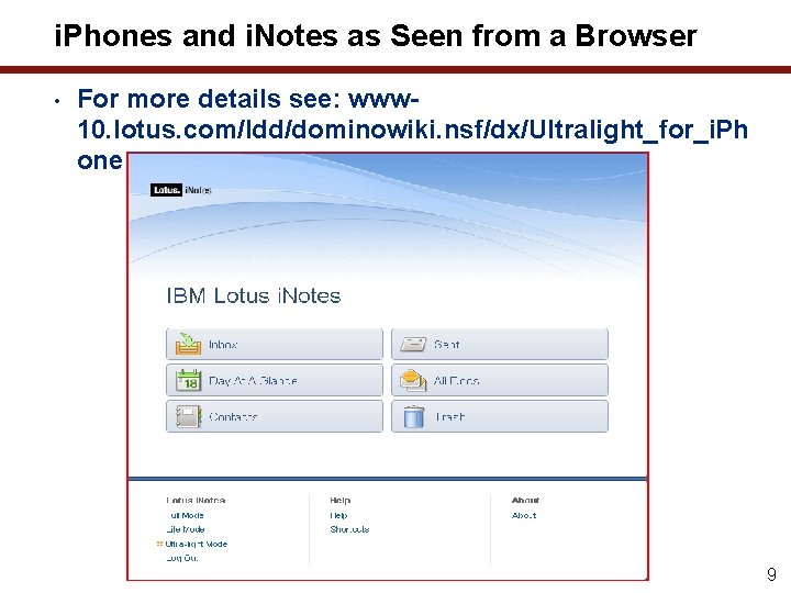 i. Phones and i. Notes as Seen from a Browser • For more details