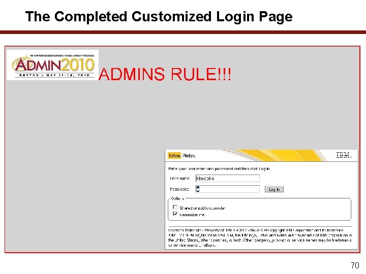 The Completed Customized Login Page 70 