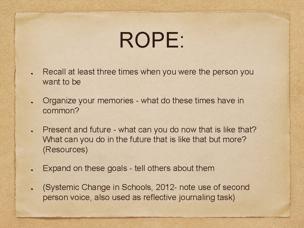 ROPE: Recall at least three times when you were the person you want to