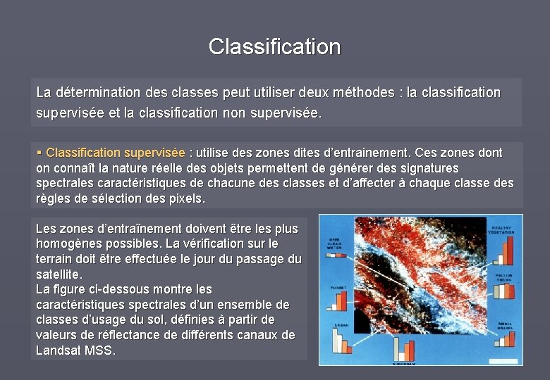 Classification La détermination des classes peut utiliser deux méthodes : la classification supervisée et