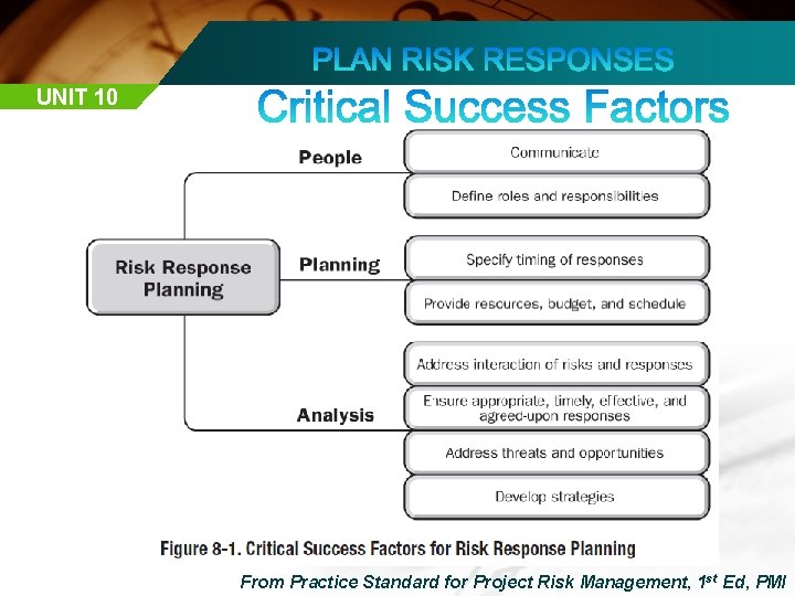UNIT 10 From Practice Standard for Project Risk Management, 1 st Ed, PMI 