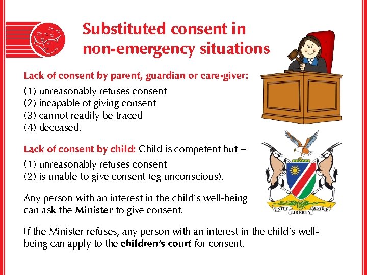 Substituted consent in non-emergency situations Lack of consent by parent, guardian or care-giver: (1)