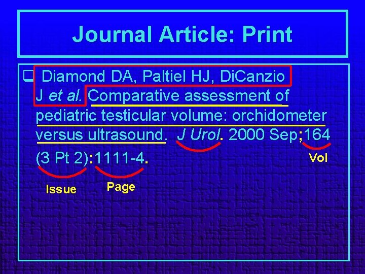 Journal Article: Print q Diamond DA, Paltiel HJ, Di. Canzio J et al. Comparative