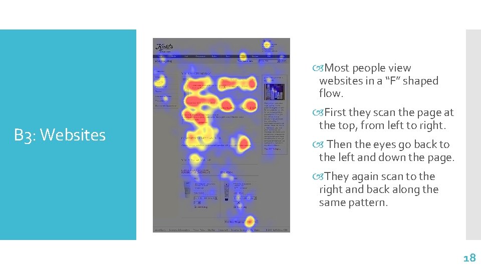  Most people view websites in a “F” shaped flow. B 3: Websites First