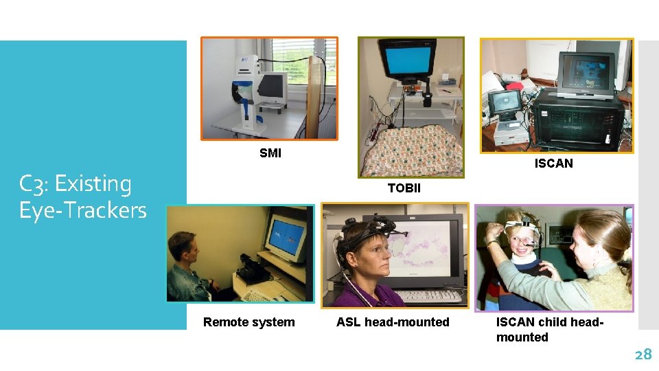 SMI C 3: Existing Eye-Trackers ISCAN TOBII Remote system ASL head-mounted ISCAN child headmounted