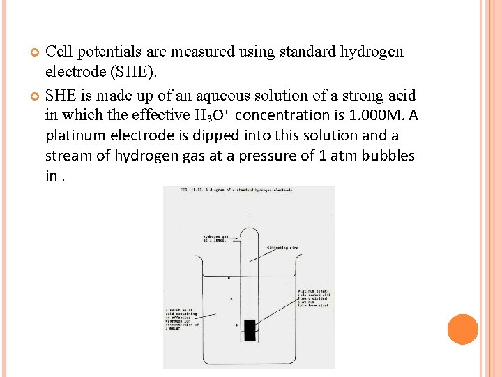 Cell potentials are measured using standard hydrogen electrode (SHE). SHE is made up of