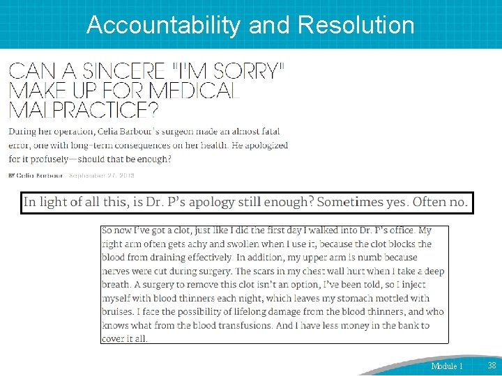 Accountability and Resolution Module 1 38 