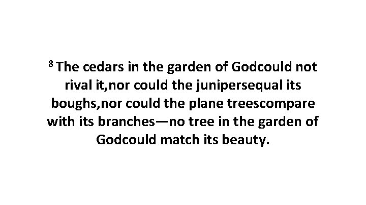 8 The cedars in the garden of Godcould not rival it, nor could the