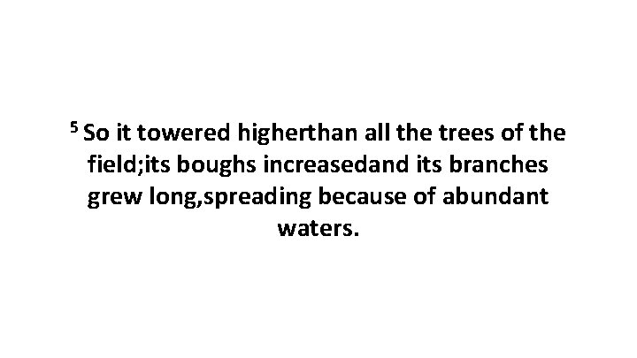 5 So it towered higherthan all the trees of the field; its boughs increasedand