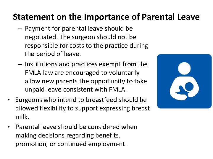 Statement on the Importance of Parental Leave – Payment for parental leave should be
