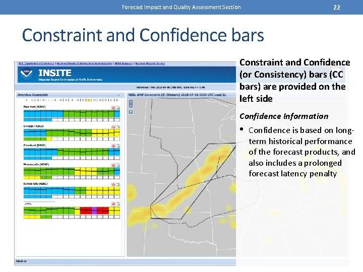 22 Forecast Impact and Quality Assessment Section Constraint and Confidence bars Constraint and Confidence
