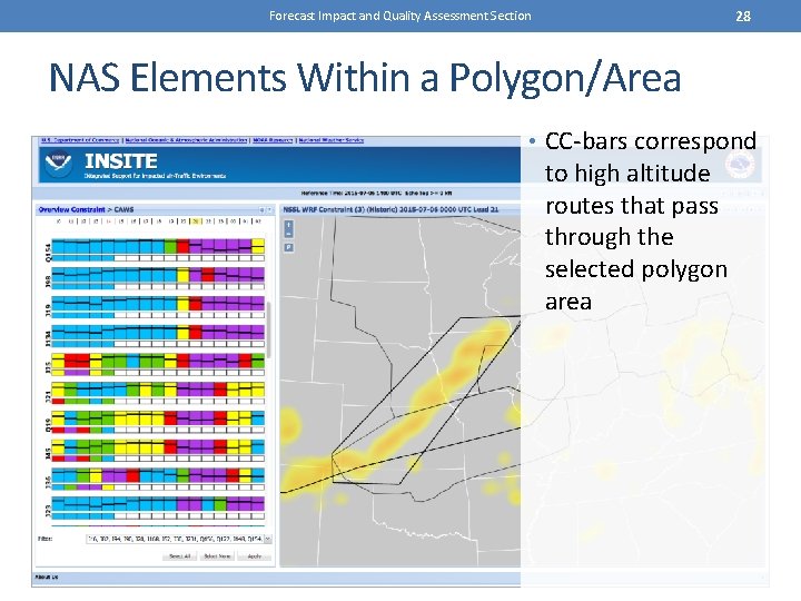 28 Forecast Impact and Quality Assessment Section NAS Elements Within a Polygon/Area • CC-bars