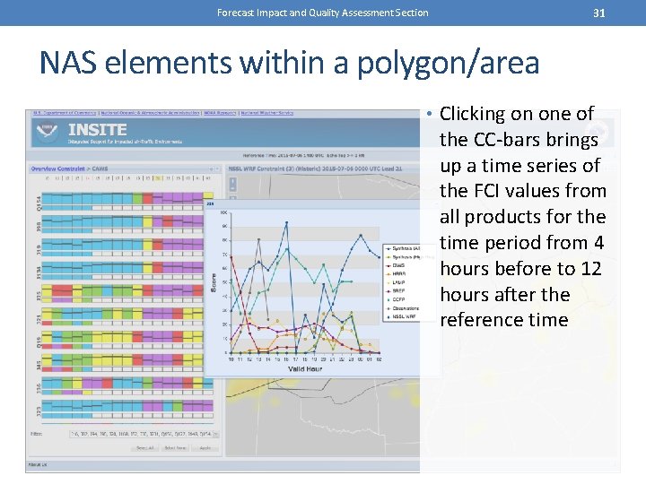 31 Forecast Impact and Quality Assessment Section NAS elements within a polygon/area • Clicking